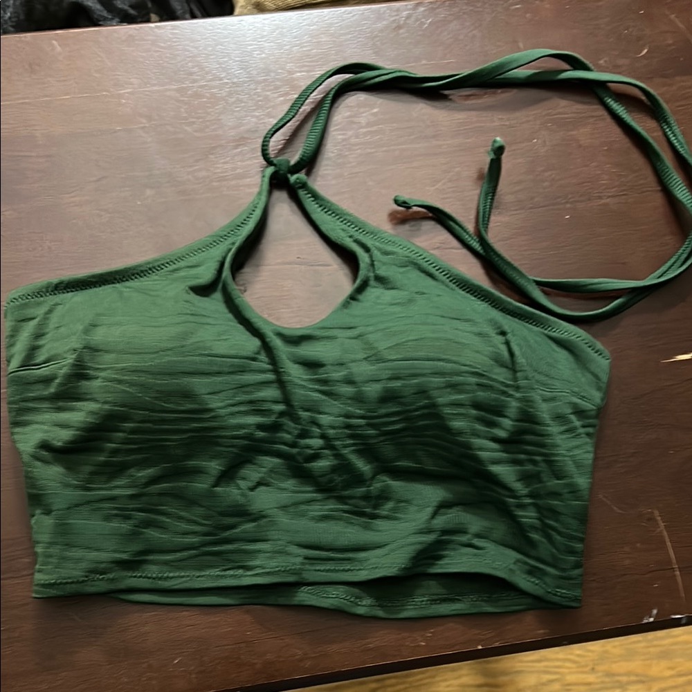 Aerie Green Halter Crop Top swim top small